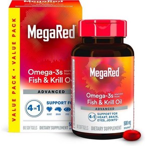 MegaRed 오메가 3 피쉬 오일 남극 크릴 80소프트젤 EPA DHA 인지질, 80정, 1개