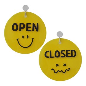 무드팩토리 아크릴 오픈클로즈 스마일 안내 팻말, 1세트, Closed+Open