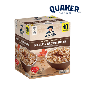 [Quaker] 미국 코스트코 퀘이커 퀵 오트밀 메이플 흑당 40팩 Quaker Instant Oatmeal Maple Brown Sugar