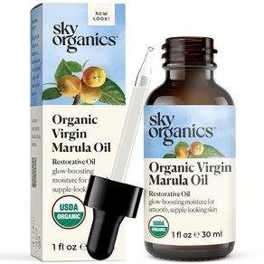 Sky Oganics 유기농 마룰라 오일 얼굴용 100% 순수 및 냉압착 USDA 인증 유기농 보충 균형 윤기 향상 29.6ml(1액량 온스) 663964, 1개, 30ml