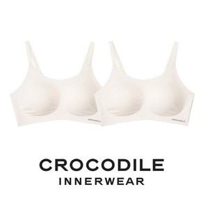[크로커다일] 감탄브라 소프트핏 쉘론 스트랩 패드일체형 브라2종 라이트베이지 미스티블루 CDWBR5M1011