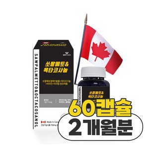 캐나다 직수입 쏘팔메토 옥타코사놀 750mg, 1개, 60정