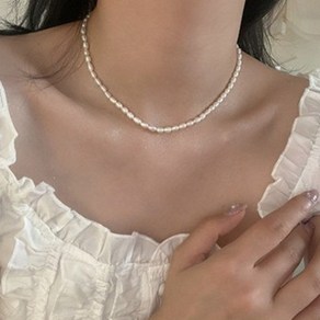 못난이 담수 진주 목걸이 얇은 작은 peal necklace