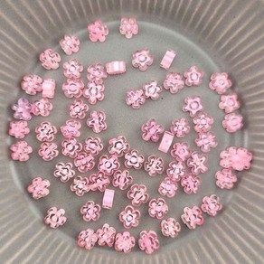 비즈톡 [J6-103-04]베네치아꽃 7mm(6.5~7.5mm) 핑크 반줄(18cm)