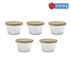 [WECK] 370ml (No741) 유리병+PE뚜껑 5개, PE베이지 5개