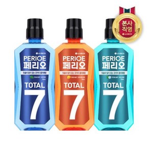 LG생활건강 [비밀] 페리오 토탈7 가글 760ml x 3개 (3종 중 택1), 쿨링