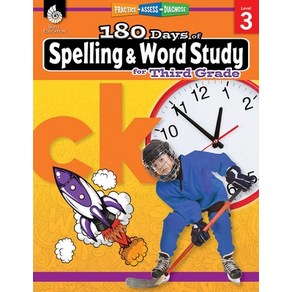 (영문도서) 180 Days of Spelling and Wod Study fo Thid Gade: Pactice Assess Diagnose Papeback, Shell Education Pub, English, 9781425833114