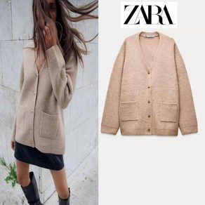 자라 여성 골드 브레스트 롱 니트 가디건 자켓 ZARA