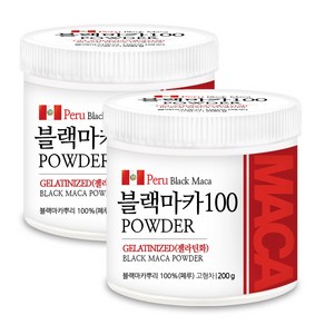 푸른들판 페루산 블랙마카 분말 100% 젤라틴화 마카 루트 가루 파우더 black maca, 2개, 200g