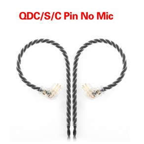 QDC/S/C 핀이 있는 TRN A1 헤드폰 케이블 KZ Casto D-FI TRN MT4 TANGZU WANER SG 케이블용 3.5mm OFC 업그레이드 헤드폰 케이블, Black, 2Pin S No Mic, 1개