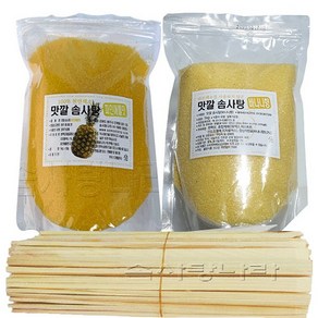 맛깔 천연색소사용 솜사탕재료 C형 (맛깔슈가2Kg 나무스틱200개)-파인애플 바나나, 1세트, 2kg