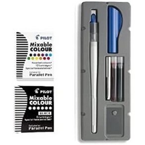 Pilot Paallel Pen 2-Colo Calligaphy Pen Set with Black and Assoted Colos Ink Refills 6.0mm Nib, 1개, 기타