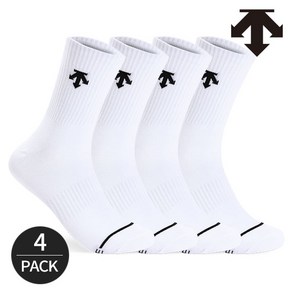 데상트 남성 바닥로고 중목양말 4P_WH, 4족세트_WH, FREE