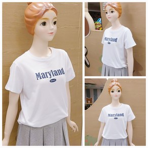 [소이주니어]논현점 24년여름신상 ** 얇고 시원한소재 ~ 부드러운 소재 ** 팔길이 4부 레터링 티 ** 마네킹 키 155 11호 착용 **