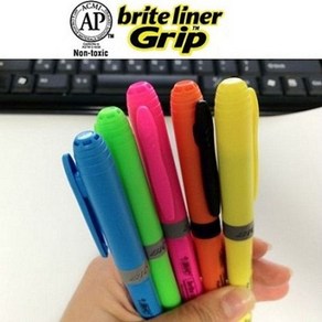 BiC Made in U.S.A..프랑스 빅 브라이트 라이너 Gip 형광펜 1타스(12자루) A111-1s, 하늘 1타스