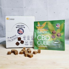 퓨어네이쳐 햄프씨드 CBD 큐브 강아지 분리불안 활력 간식, 10개, 30g, 연어&오메가3