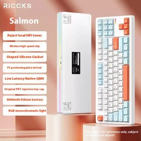 Riccks RS8 기계식 키보드 무선 트라이 모드 지지대 QMK VIA GASKET 구조 플러그 RGB 게임용 선물, Taiji axi Single RGB