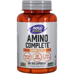 NOW Spots Amino Complete Potein Blend with 21 Aminos and B-6 Veg Capsules 811292, 120 Count (Pack Of 1), 120정, 1개