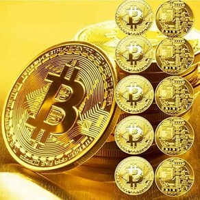 비트코인 모형 BTC Bitcoin 기념품 화폐 동전 주화 암호 선물, 실버 케이스 단품