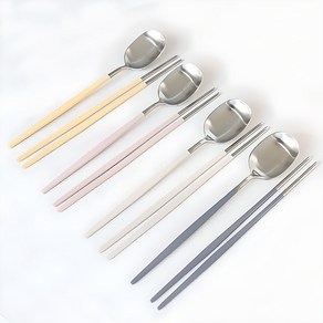 헤이즈리빙 스텐 304 수저 4벌 세트, 버터 + 핑크 + 아이보리 + 그레이, 숟가락 (4p) + 젓가락 (4p), 1개