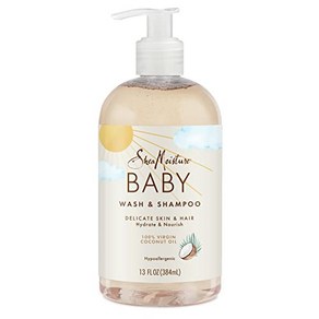 SheaMoistue Baby Wash and Shampoo 100% Vigin Coc SheaMoistue 베이비 워시 및 샴푸 100% 버진 코코넛 오일 모두 피부용 동물, 1개, 384ml