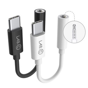 랩씨 C타입 이어폰 변환 젠더 케이블 USB-C to 3.5mm 헤드셋 헤드폰 오디오, 1개, 화이트, 11.3mm