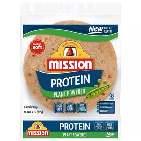 미션 비건 프로틴 또띠아 8개입 Mission Vegan Potein Plant Poweed Totillas - 9oz/6ct, 6개, 255g