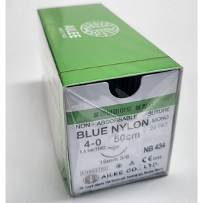 아이리 AILEE Blue Nylon 봉합사 4-0 18mm Rev. cutting NB434