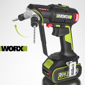 [성의샵] WORX 웍스 20V 해머드릴 충전드릴 드라이버 WU177 더블헤드 전동드릴 브러시리스 핸드드릴 다기능 전동드라이버 공구, 배터리1개포함, 1개