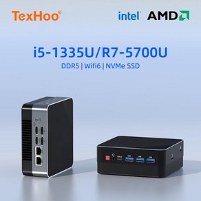 TexHoo 미니 PC 컴퓨터 게임용 AMD Ryzen7 5700U R5 인텔 코어 1335U CPU 윈도우 11 프로 NUC 오피스 DDR, 04 WiFi 5  NO RAM SSD, 03 AMD Ryzen5-4500U