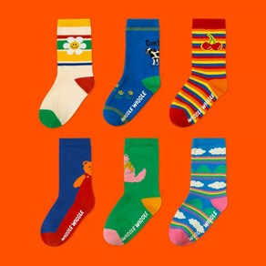 [위글위글] 유아 아동 키즈 패턴 양말 6종 세트 - Daily Kids Socks 290076