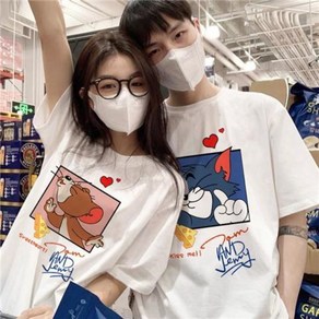 GOYES 남녀공용 반팔티 1+1 커플티 톰앤제리 캐릭터 반팔티