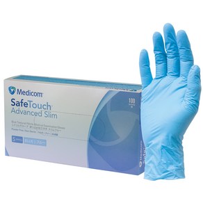 진료용 장갑 MEDICOM 세이프터치 메디컴 메디콤 슬림 니트릴 장갑 글러브 nitile glove 라텍스, 니트릴 블루S, 1개