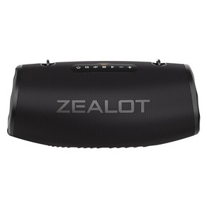 [관부가세포함] ZEALOT 블루투스 스피커 80W 휴대용 깊은 저음 IPX6 방수 LED 조명 PoweB, Black, Black