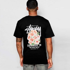 Stussy 반팔 남성과 여성의 여름 스타일 Stussy 꽃 카네이션 트렌드 남성과 여성을위한 반팔 티셔츠