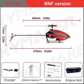 Wltoys XK K110s RC 헬리콥터 BNF RTF 2.4G 6CH 3D 6G 시스템 브러시리스 모터 쿼드콥터 리모컨 드론 어린, 01 k110s-1B450-BNF, 1개