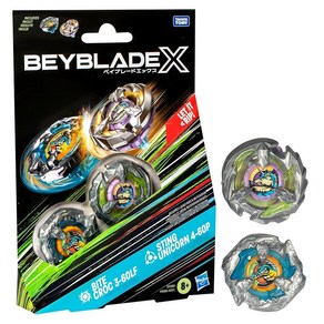 Beyblade X Bite Croc 3-60LF 및 스팅 유니콘 4-60P 듀얼 팩 세트 오른쪽 회전 탑 2개 만 8세 남아 및 여아용 배틀링 탑 장난감