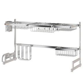 유씨엠 식기건조대 부착식 기둥식 스탠드 선반 건조대(65/85/100cm 블랙 실버), 실버 100cm