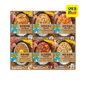 오즈키친 6종 각 1개 비프코르마 + 치킨마크니 + 치킨마살라 + 키마카레 + 포크빈달루 + 푸팟퐁카레, 180g