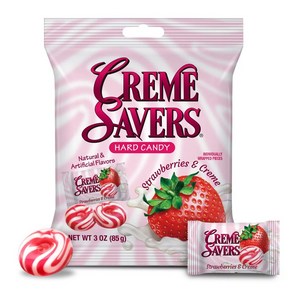 Creme Savers 크림 세이버 딸기 앤 크림 하드 캔디 Strawberries & Creme Flavored Hard Candy