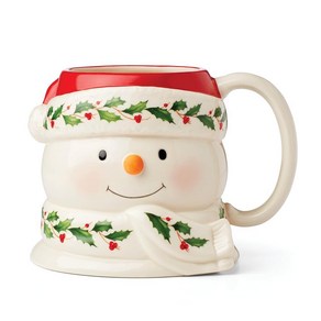 Lenox 895044 홀리데이 산타 머그 멀티컬러 473.2ml16온스 크리스마스 드링크웨어, Snowman Mug, 1개