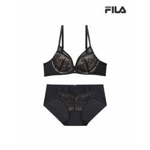 휠라 언더웨어 프레스티지 레이스 블랙 브라 팬티 세트 FI4BAF1647FBLK 2SKU