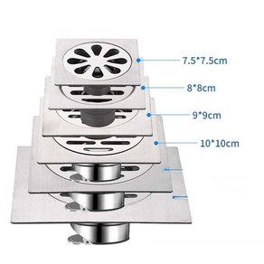 스테인레스 사각 배수구커버 하수구 덮개 트랩, 원형 9cm 두께의 이중 목적 바닥 배수구