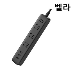 샤오미 USB충전포트 3구멀티탭 블랙 고속충전 USB형 전세계 공용표준 100%정품, 1개, 1.8m