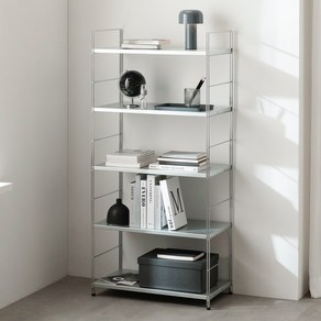 심플먼트 알렉사 레귤러 디스플레이 철제 선반 진열장 5단, 선택안함, 실버