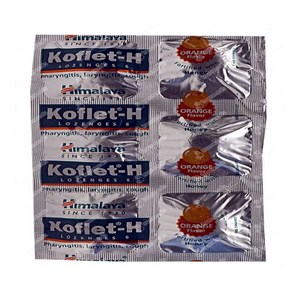 Himalaya Koflet H 기침 사탕기침 및 인후통 완화 I 오렌지 맛, 6개, 6정