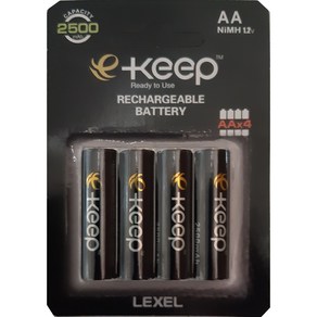 렉셀 e-keep 이킵 블랙 니켈수소 고용량 충전지 AA 2500mAh, 4개입, 2개