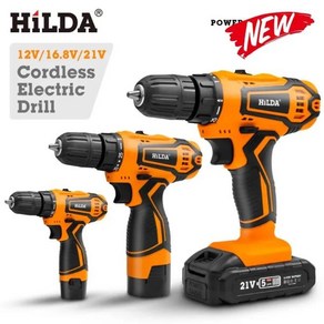 HILDA 무선 드릴 전기 스크루 드라이버 미니 전원 DC 리튬 이온 배터리 전동 공구 12V 16.8V 21V, [03] DZ378, 1개