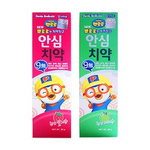 해호 뽀로로 안심치약 딸기향+사과향, 160g, 1세트