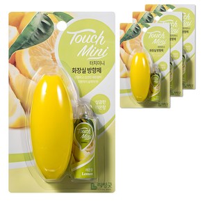 리빙굿 터치미니 화장실 방향제 상큼한 레몬향 본품, 4개, 26ml